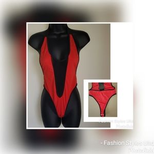 Red deep bodysuit/ bathing suit